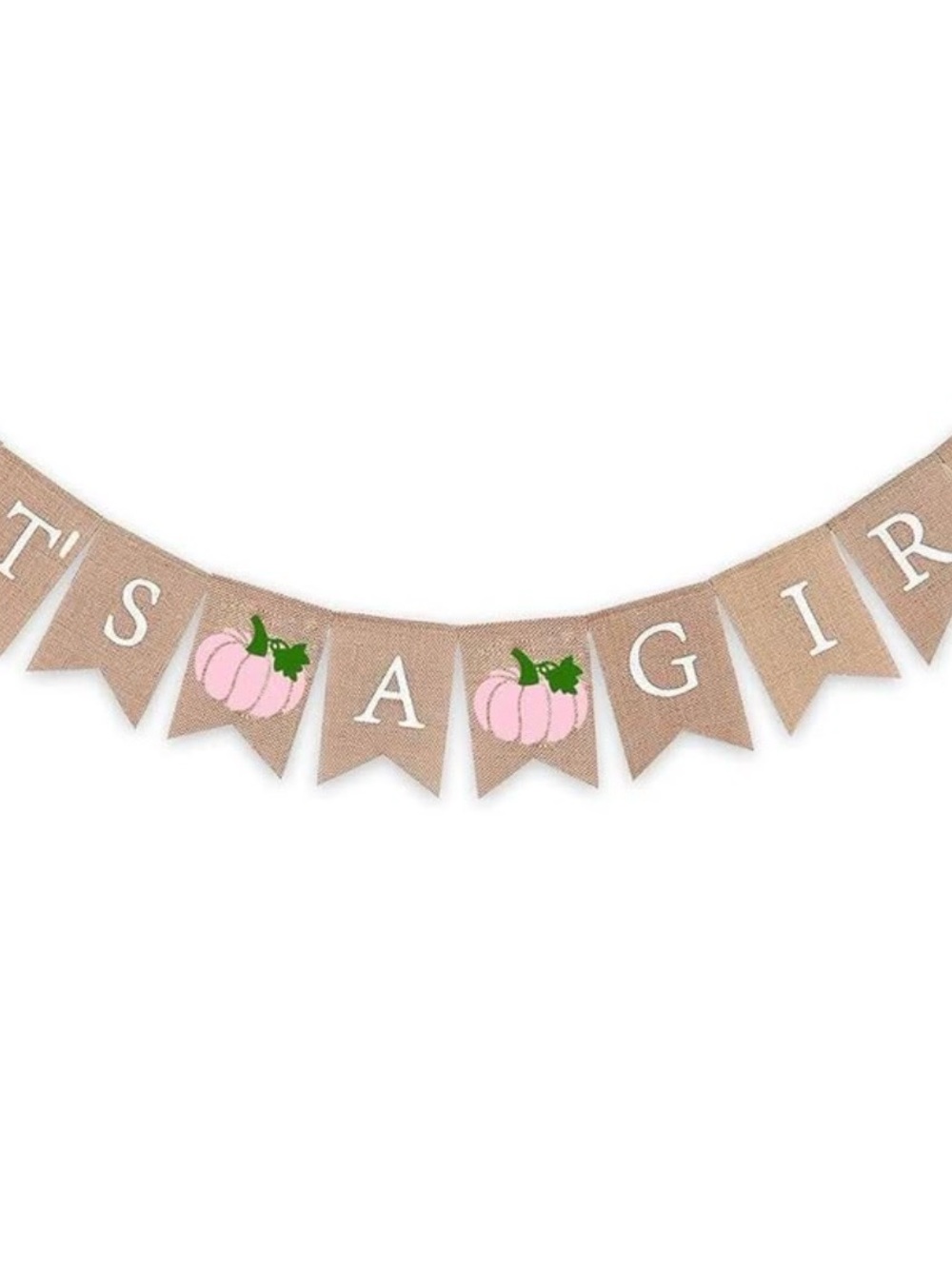 Gender Reveal "It's a Girl" Burlap Banner with Pink Pumpkin Accents